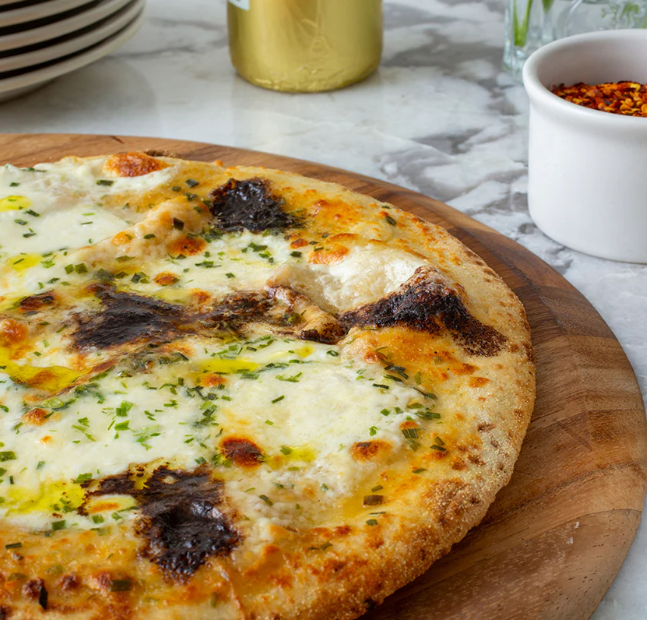 Katie's Black Garlic Burrata Pizza