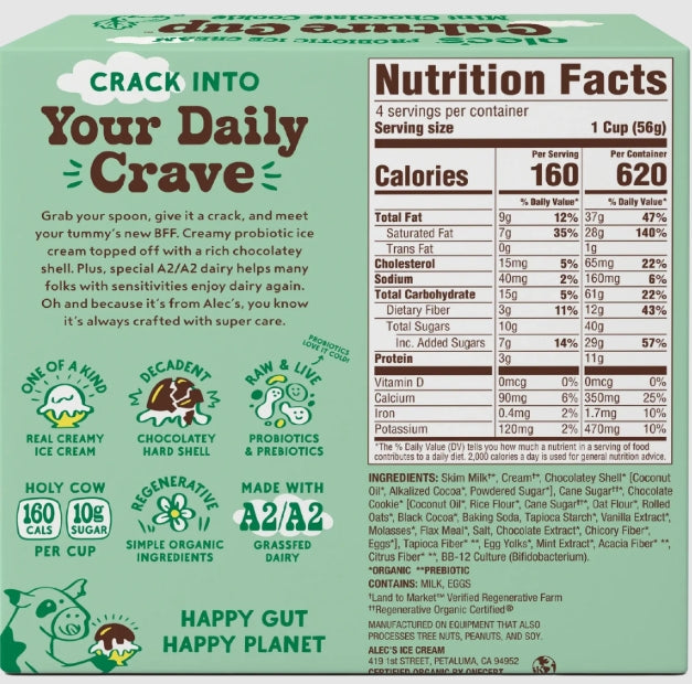 Alec's Ice Cream Culture Cup Mint Chocolate Cookie