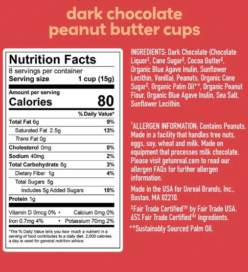 UNREAL Dark Chocolate Peanut Butter Cups