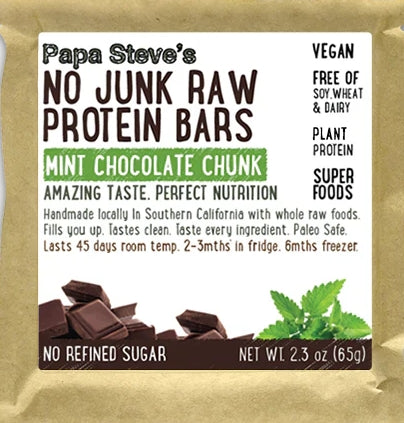 Mint Chocolate Chunk No Junk Raw Protein Bar