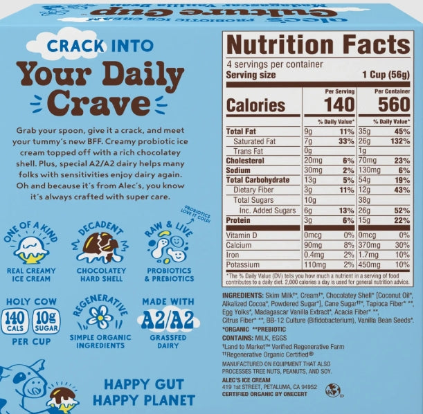 Alec's Ice Cream Culture Cup Madagascar Vanilla Bean