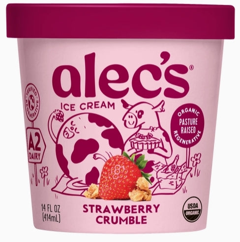 Alec's Ice Cream Strawberry Crumble Organic A2 Ice Cream