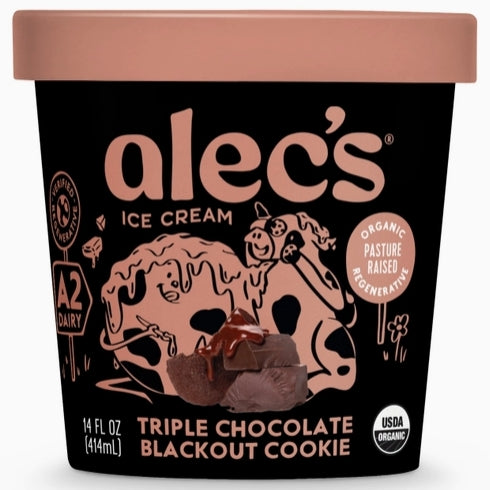 Alec's Ice Cream Triple Chocalate Blackout Cookie Organic A2 Ice Cream