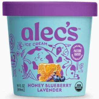 Alec's Ice Cream Honey Blueberry Lavender Organic A2 Ice Cream