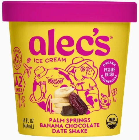 Alec's Ice Cream Palm Springs Banana Chocolate Date Shake Organic A2 Ice Cream