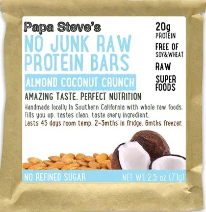 Almond Coconut Crunch No Junk Raw Protein Bars