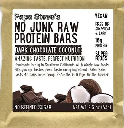 Dark Chocolate Coconut No Junk Raw Protein Bar