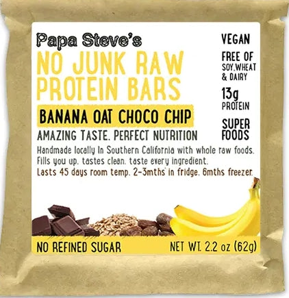 Banana Oat Chocolate Chip No Junk Raw Protein Bar