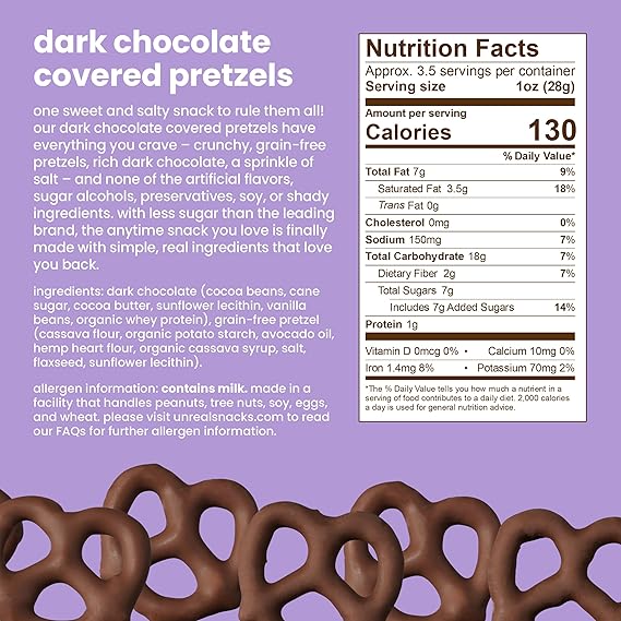 UNREAL Dark Chocolate Covered Pretzels